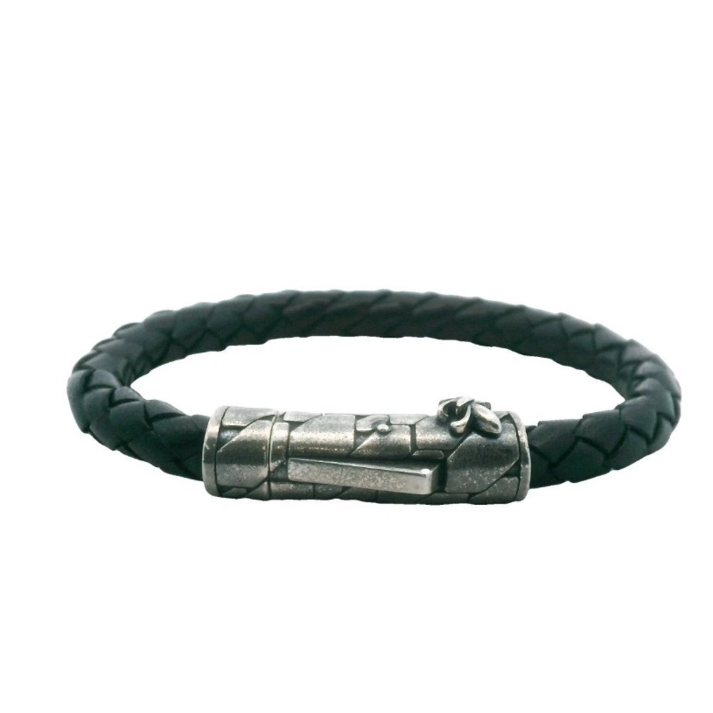 Phillip Gavriel Sterling Silver Black Leather Bracelet